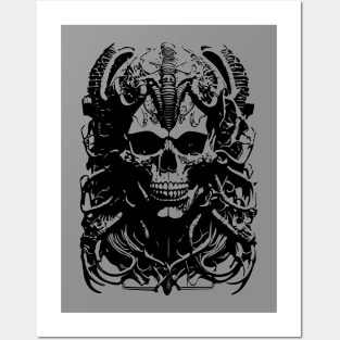cyborg skull Posters and Art
